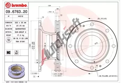 BREMBO Brzdov kotou - 322 mm BRE 09.6763.20, 09.6763.20