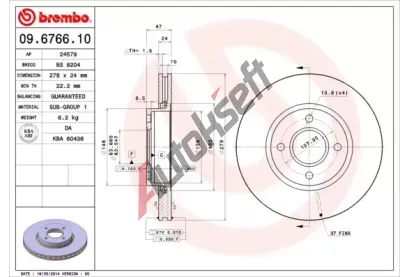 BREMBO Brzdov kotou - 278 mm BRE 09.6766.10, 09.6766.10