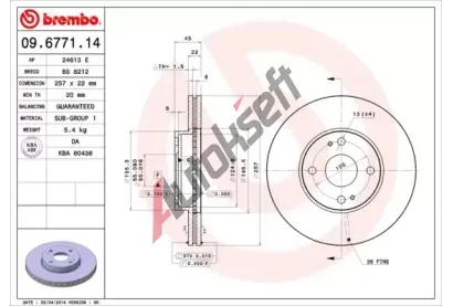 BREMBO Brzdov kotou - 257 mm BRE 09.6771.14, 09.6771.14