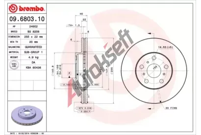 BREMBO Brzdov kotou - 255 mm BRE 09.6803.10, 09.6803.10