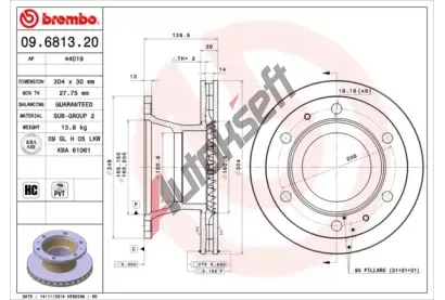 BREMBO Brzdov kotou - 304 mm BRE 09.6813.20, 09.6813.20