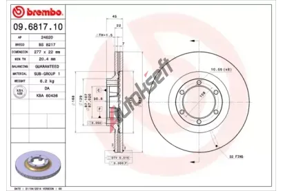 BREMBO Brzdový kotouč - 277 mm BRE 09.6817.10, 09.6817.10 BREMBO Brzdový kotouč - 277 mm BRE 09.6817.10, 09.6817.10