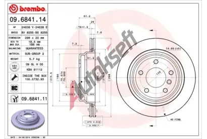 BREMBO Brzdov kotou COATED DISC LINE - 298 mm BRE 09.6841.11, 09.6841.11