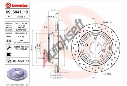 BREMBO Brzdov kotou XTRA LINE - 298 mm BRE 09.6841.1X, 09.6841.1X