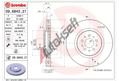 BREMBO Brzdov kotou COATED DISC LINE - 305 mm BRE 09.6843.21, 09.6843.21