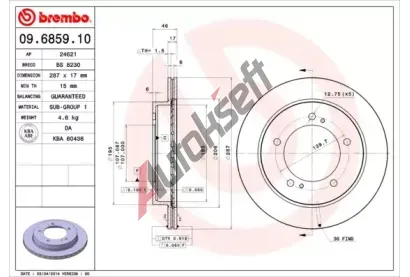 BREMBO Brzdov kotou - 287 mm BRE 09.6859.10, 09.6859.10