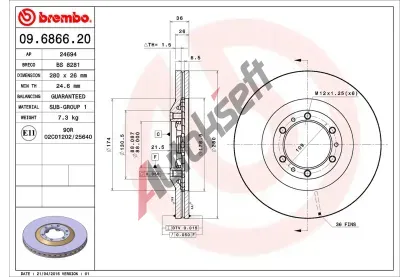 BREMBO Brzdov kotou - 280 mm BRE 09.6866.20, 09.6866.20