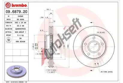 BREMBO Brzdov kotou - 260 mm BRE 09.6879.20, 09.6879.20