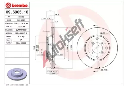 BREMBO Brzdov kotou - 250 mm BRE 09.6905.10, 09.6905.10