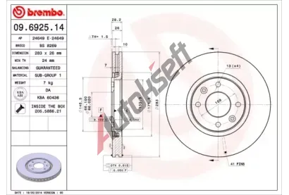 BREMBO Brzdov kotou - 283 mm BRE 09.6925.14, 09.6925.14