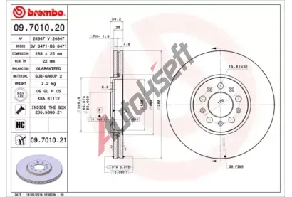 BREMBO Brzdov kotou COATED DISC LINE - 288 mm BRE 09.7010.21, 09.7010.21