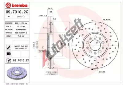 BREMBO Brzdov kotou XTRA LINE - 288 mm BRE 09.7010.2X, 09.7010.2X