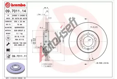 BREMBO Brzdov kotou - 256 mm BRE 09.7011.14, 09.7011.14