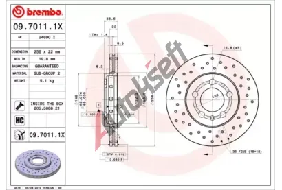 BREMBO Brzdov kotou XTRA LINE - 256 mm BRE 09.7011.1X, 09.7011.1X