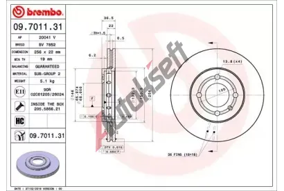 BREMBO Brzdov kotou COATED DISC LINE - 256 mm BRE 09.7011.31, 09.7011.31