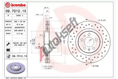 BREMBO Brzdov kotou XTRA LINE - 280 mm BRE 09.7012.1X, 09.7012.1X