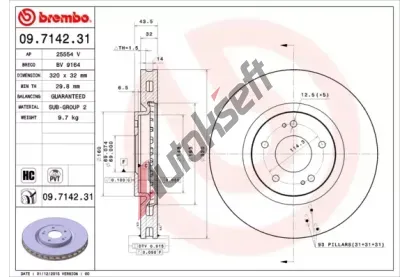 BREMBO Brzdov kotou COATED DISC LINE - 320 mm BRE 09.7142.31, 09.7142.31