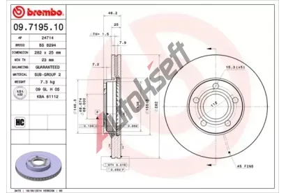 BREMBO Brzdov kotou - 282 mm BRE 09.7195.10, 09.7195.10