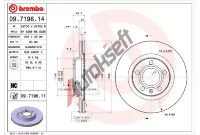 BREMBO Brzdov kotou COATED DISC LINE - 280 mm BRE 09.7196.11, 09.7196.11