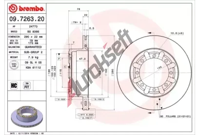 BREMBO Brzdov kotou - 290 mm BRE 09.7263.20, 09.7263.20