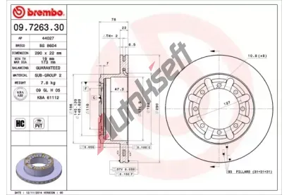 BREMBO Brzdov kotou - 290 mm BRE 09.7263.30, 09.7263.30