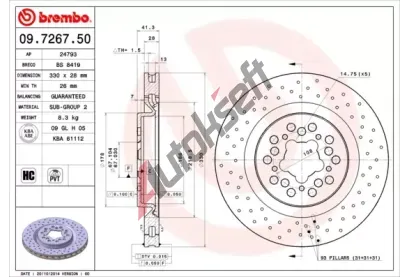 BREMBO Brzdový kotouč - 330 mm BRE 09.7267.50, 09.7267.50 BREMBO Brzdový kotouč - 330 mm BRE 09.7267.50, 09.7267.50
