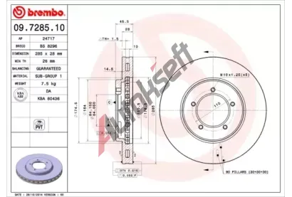 BREMBO Brzdov kotou - 285 mm BRE 09.7285.10, 09.7285.10