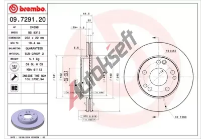 BREMBO Brzdov kotou - 262 mm BRE 09.7291.20, 09.7291.20