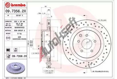 BREMBO Brzdov kotou XTRA LINE - 322 mm BRE 09.7356.2X, 09.7356.2X