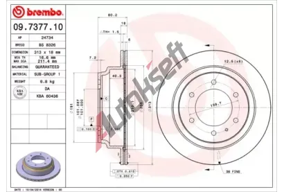 BREMBO Brzdov kotou - 313 mm BRE 09.7377.10, 09.7377.10