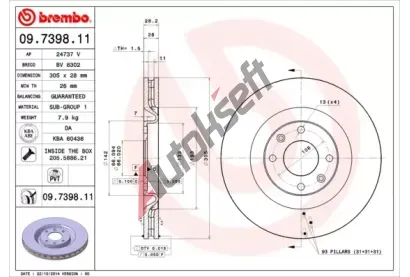 BREMBO Brzdov kotou COATED DISC LINE - 305 mm BRE 09.7398.11, 09.7398.11