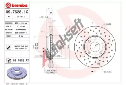 BREMBO Brzdov kotou XTRA LINE - 256 mm BRE 09.7628.1X, 09.7628.1X
