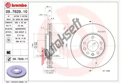 BREMBO Brzdov kotou - 280 mm BRE 09.7629.10, 09.7629.10