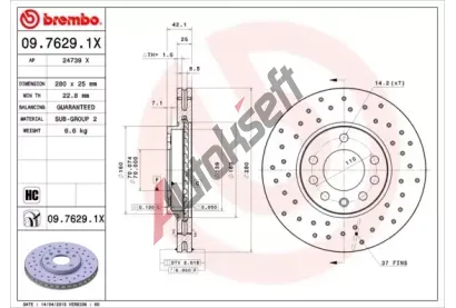 BREMBO Brzdov kotou XTRA LINE - 280 mm BRE 09.7629.1X, 09.7629.1X