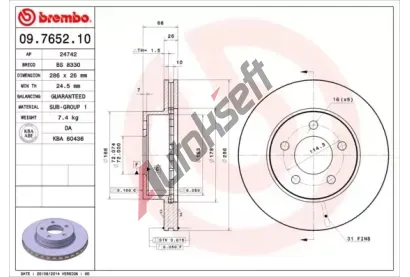 BREMBO Brzdov kotou - 286 mm BRE 09.7652.10, 09.7652.10