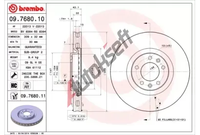 BREMBO Brzdov kotou - 309 mm BRE 09.7680.10, 09.7680.10