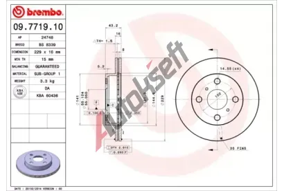 BREMBO Brzdov kotou - 229 mm BRE 09.7719.10, 09.7719.10