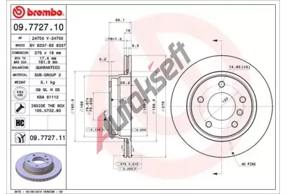 BREMBO Brzdov kotou COATED DISC LINE - 276 mm BRE 09.7727.11, 09.7727.11