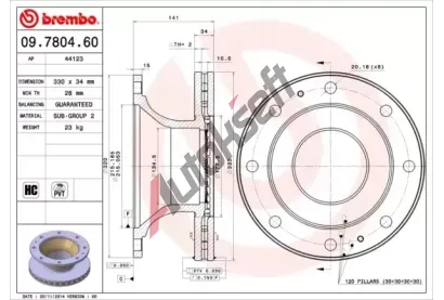 BREMBO Brzdový kotouč - 330 mm BRE 09.7804.60, 09.7804.60 BREMBO Brzdový kotouč - 330 mm BRE 09.7804.60, 09.7804.60