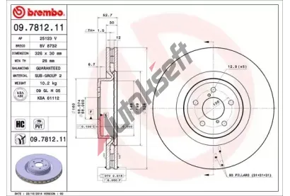 BREMBO Brzdov kotou COATED DISC LINE - 326 mm BRE 09.7812.11, 09.7812.11