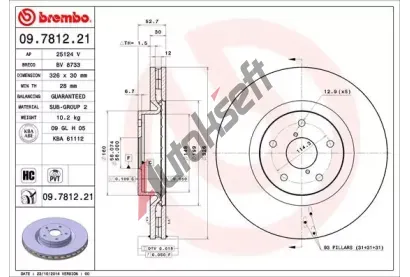 BREMBO Brzdov kotou COATED DISC LINE - 326 mm BRE 09.7812.21, 09.7812.21