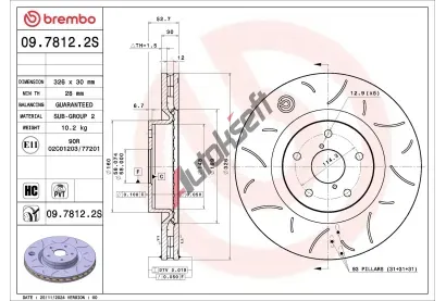 BREMBO Brzdový kotouč BRE 09.7812.2S, 09.7812.2S BREMBO Brzdový kotouč BRE 09.7812.2S, 09.7812.2S