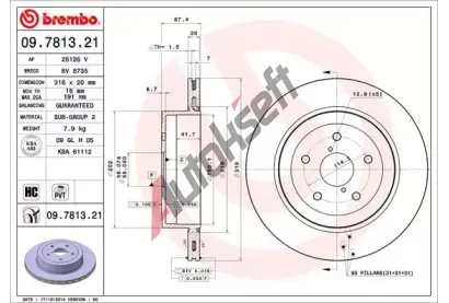 BREMBO Brzdov kotou COATED DISC LINE - 316 mm BRE 09.7813.21, 09.7813.21