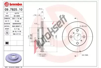 BREMBO Brzdov kotou - 235 mm BRE 09.7825.10, 09.7825.10