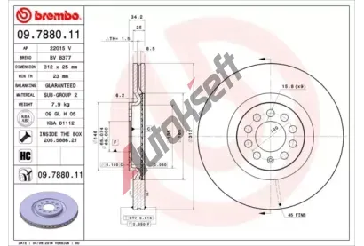 BREMBO Brzdov kotou COATED DISC LINE - 312 mm BRE 09.7880.11, 09.7880.11