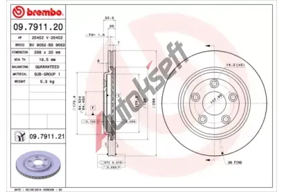 BREMBO Brzdov kotou COATED DISC LINE - 288 mm BRE 09.7911.21, 09.7911.21