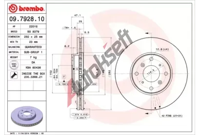 BREMBO Brzdov kotou - 282 mm BRE 09.7928.10, 09.7928.10