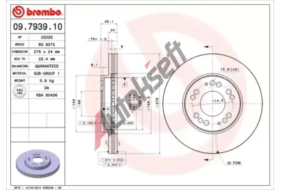 BREMBO Brzdov kotou - 276 mm BRE 09.7939.10, 09.7939.10