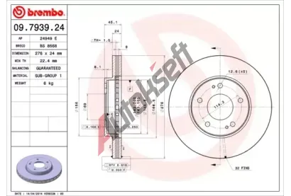 BREMBO Brzdov kotou - 276 mm BRE 09.7939.24, 09.7939.24