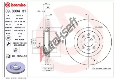 BREMBO Brzdov kotou COATED DISC LINE - 305 mm BRE 09.8004.31, 09.8004.31